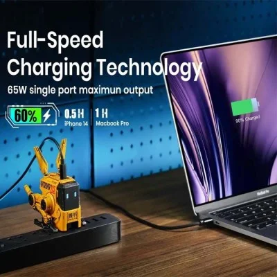 GravaStar Alpha65 GaN Fast Wall Charger 65W 3 Ports - War damaged Yellow